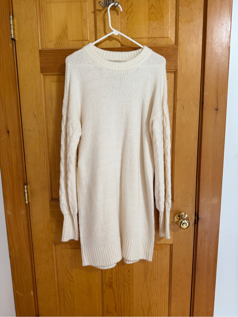 a new day Ivory Cable-Trim Crewneck Sweater Dress
